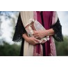 Foulard reversible rose fushia et crème