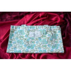Tote Bag bleu et vert imprimé indien