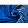 Foulard bleu avec motifs blancs et franges