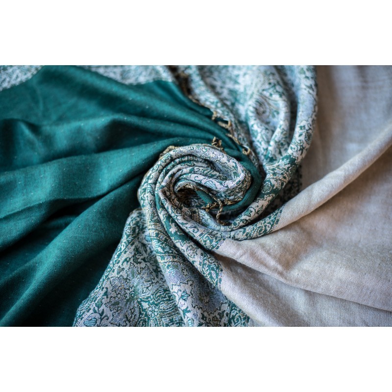 Foulard reversible vert et crème