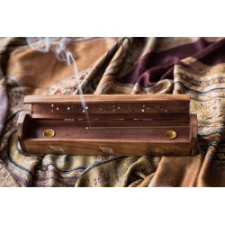 Boite de rangement en bois et bruleur d'encens