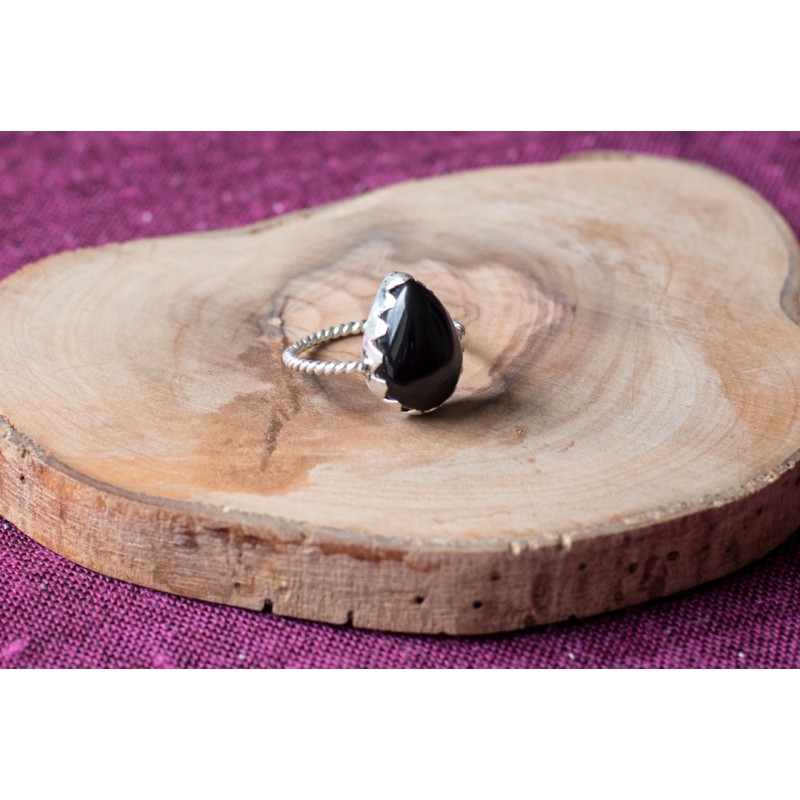 Bague en argent et onyx