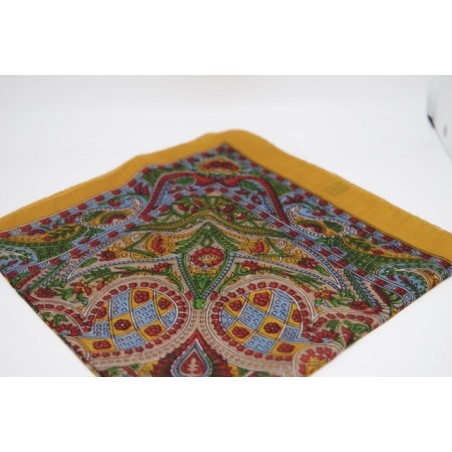 Yellow, red and green silk square