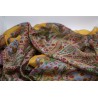 Carré de soie jaune paisley bleu et rouge