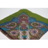 Green, pink and turquoise color silk square