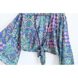Retro bohemian wrap blouse