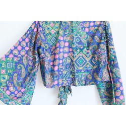 Retro bohemian wrap blouse