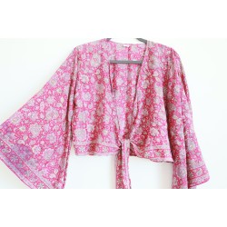 Chemisier rose doré cache coeur retro