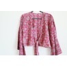 Pink & golden flowers wrap blouse