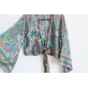 Chemisier hippie bleu violet moutarde cache coeur