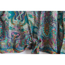 Chemisier hippie bleu violet moutarde cache coeur
