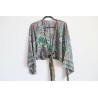 Chemisier hippie bleu violet moutarde cache coeur