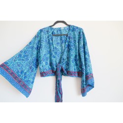 Blue wrap blouse