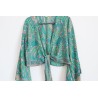 Green wrap blouse with pattern