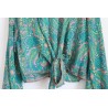 Green wrap blouse with pattern