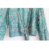 Turquoise pink wrap blouse