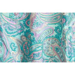 Chemisier bleu turquoise à fleurs cache coeur