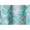 Chemisier bleu turquoise à fleurs cache coeur