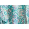 Chemisier bleu turquoise à fleurs cache coeur