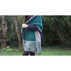 Foulard reversible vert et crème