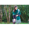 Foulard reversible vert et crème