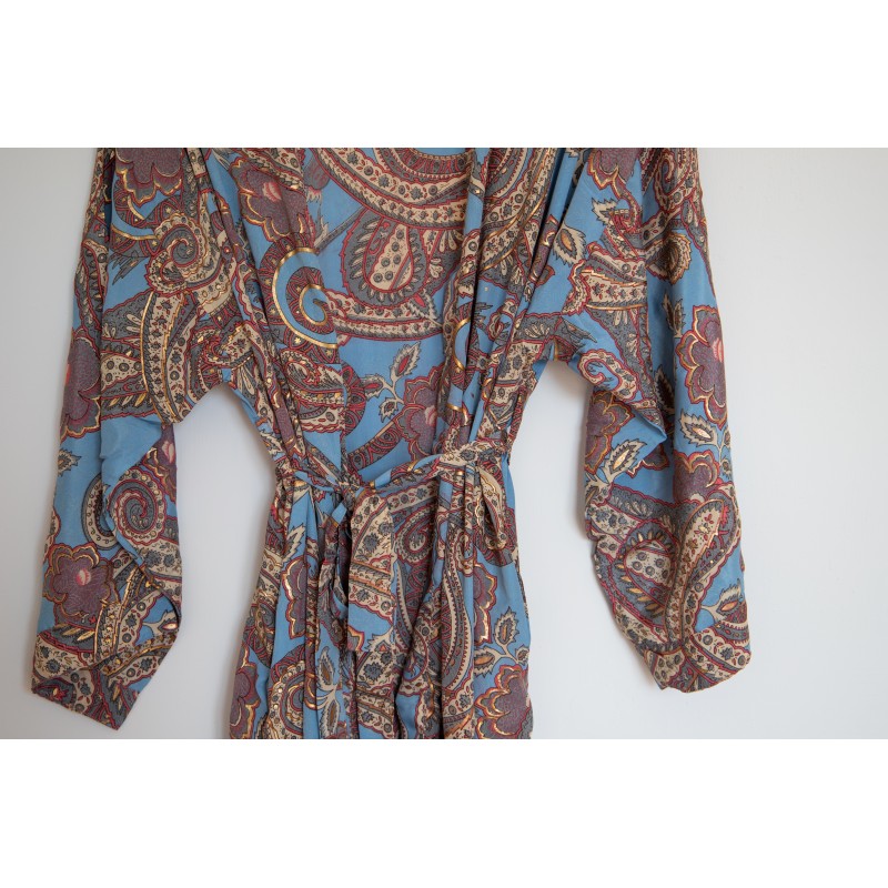 Kimono long bleu