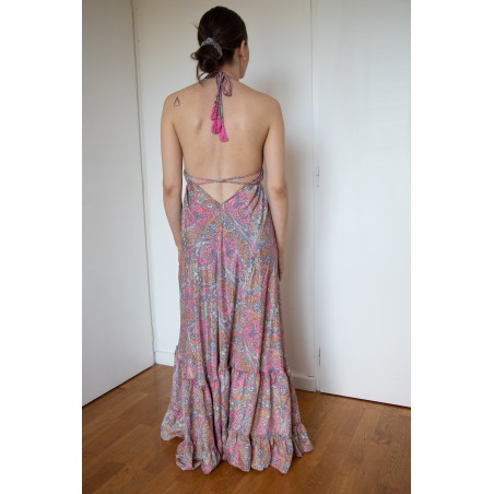 Robe dos nus rose et orange