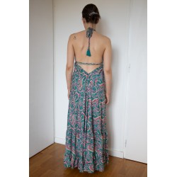 Robe dos nus verte paisley