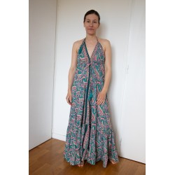 Robe dos nus verte paisley