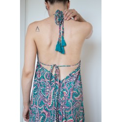 Robe dos nus verte paisley