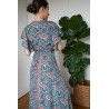 Robe portefeuille verte avec manches évasées