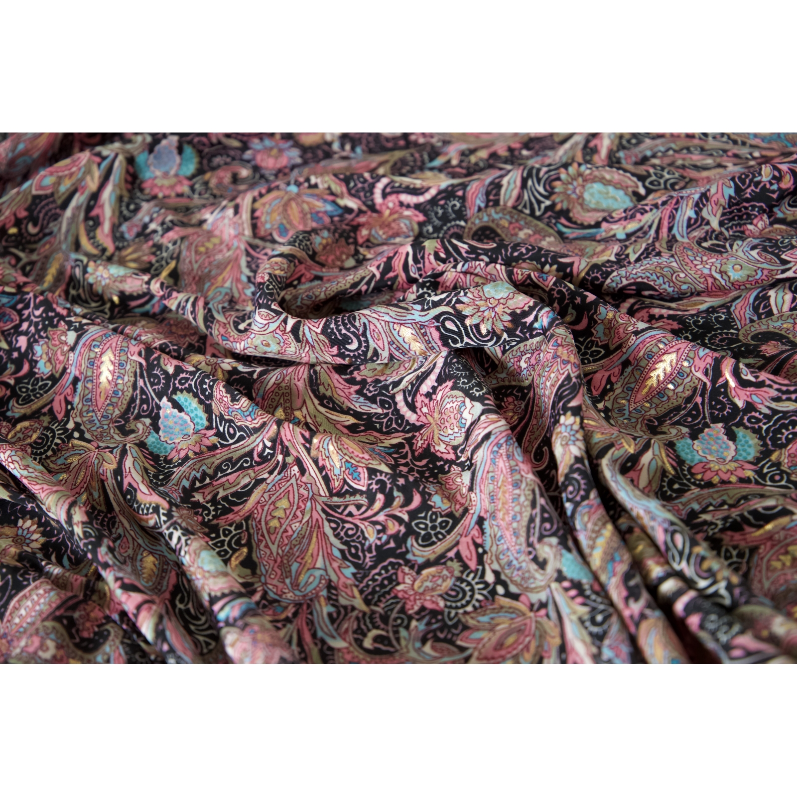 Kimono court noir rose et doré