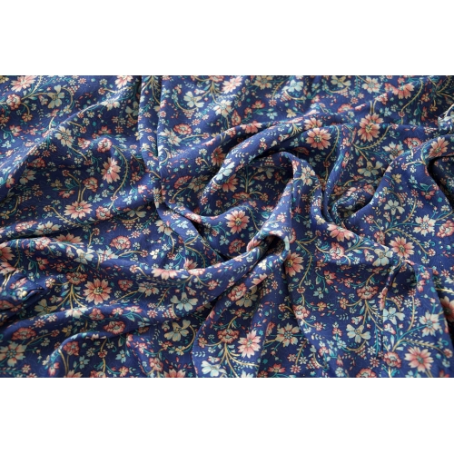 Kimono court bleu à fleurs