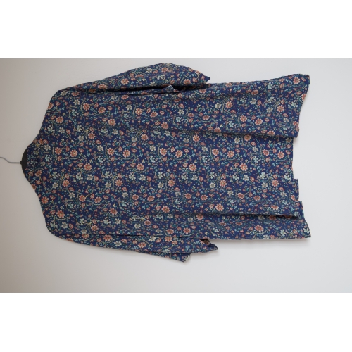 Kimono court bleu à fleurs