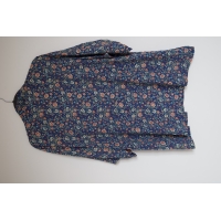 Kimono court bleu à fleurs