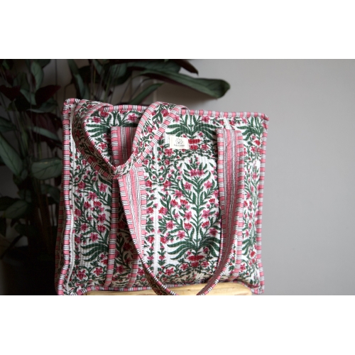Sac cabas en coton à fleurs...