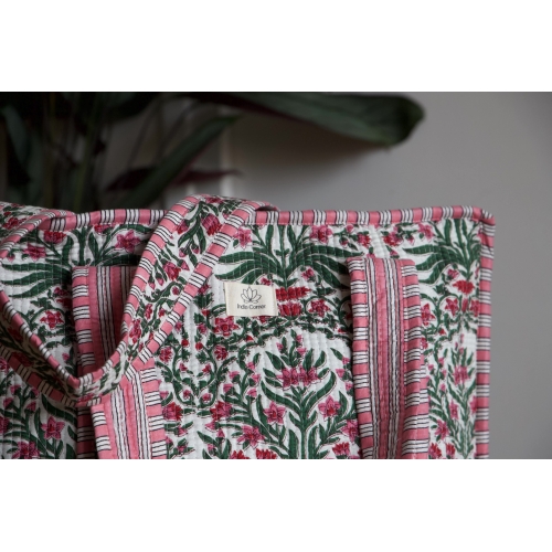 Sac cabas en coton à fleurs avec fermeture éclair