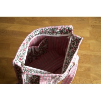 Sac cabas en coton à fleurs avec fermeture éclair
