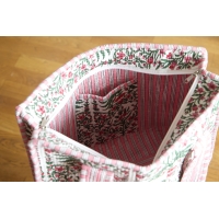 Sac cabas en coton à fleurs avec fermeture éclair