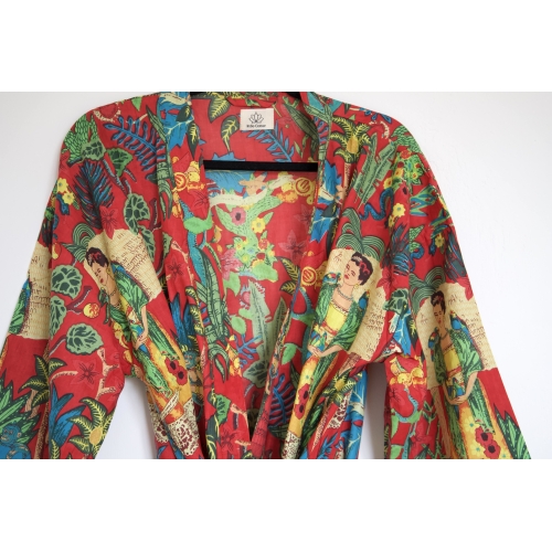 Kimono en coton Frida Khalo rouge