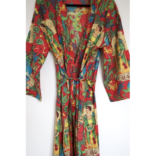 Kimono en coton Frida Khalo rouge