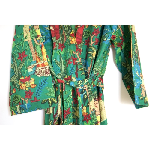 Kimono en coton Frida Kahlo vert