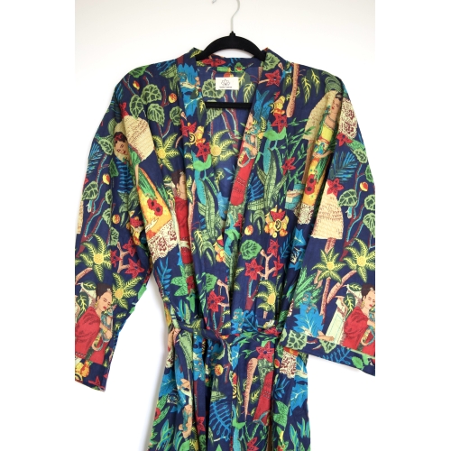 Kimono en coton Frida Kahlo bleu