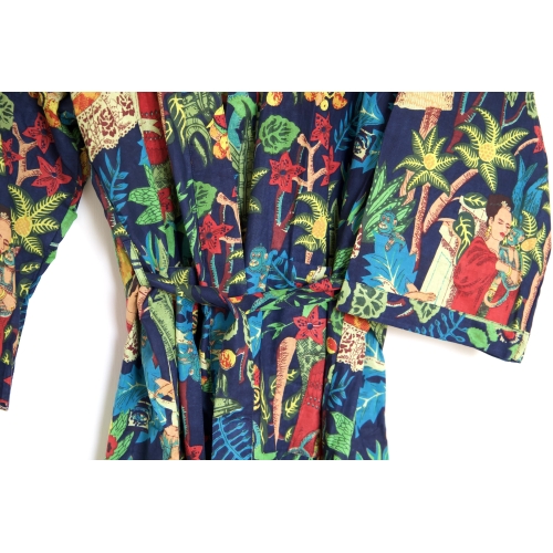 Kimono en coton Frida Kahlo bleu