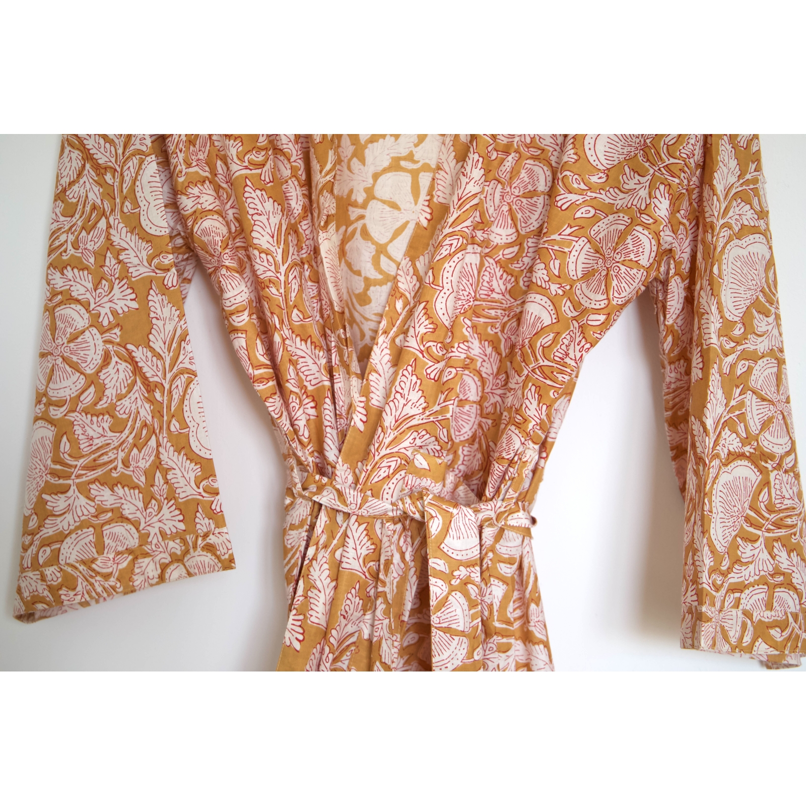 Kimono en coton moutarde