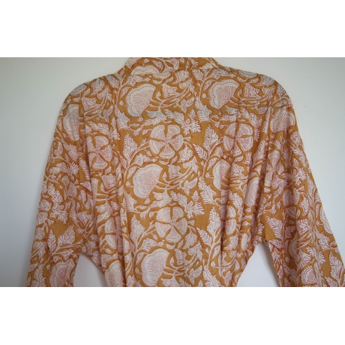 Kimono en coton moutarde