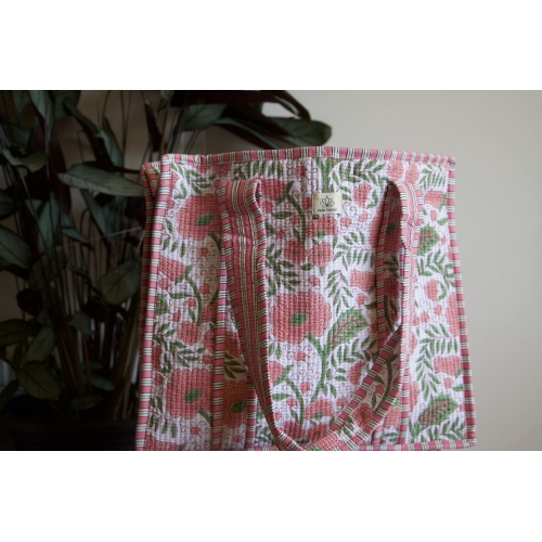 Sac cabas en coton à fleurs...
