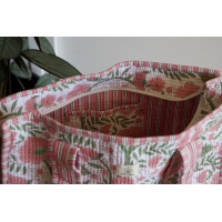 Sac cabas en coton à fleurs avec fermeture éclair