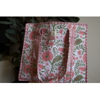 Sac cabas en coton à fleurs avec fermeture éclair