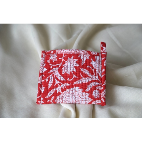 Petit porte monnaie coton matelassé rouge